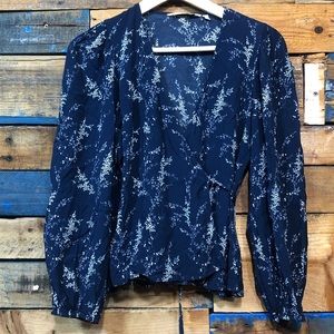 & other stories wrap blouse sz 4 floral multicolor women’s long Sleeve